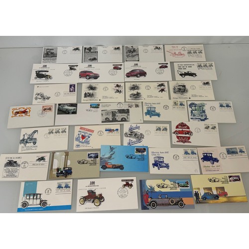 173 - Automobilia, Stamps, a collection of first day covers American motoring subjects. Ford, Stutz and Mo... 