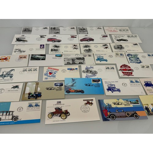 173 - Automobilia, Stamps, a collection of first day covers American motoring subjects. Ford, Stutz and Mo... 