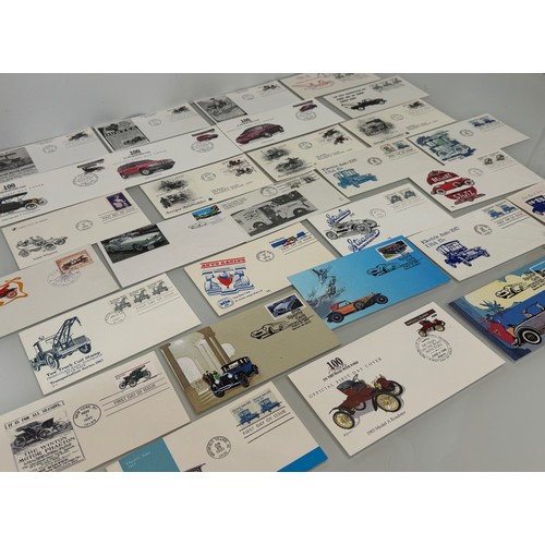 173 - Automobilia, Stamps, a collection of first day covers American motoring subjects. Ford, Stutz and Mo... 