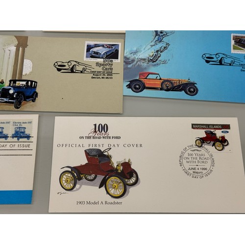 173 - Automobilia, Stamps, a collection of first day covers American motoring subjects. Ford, Stutz and Mo... 