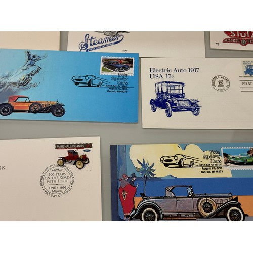 173 - Automobilia, Stamps, a collection of first day covers American motoring subjects. Ford, Stutz and Mo... 