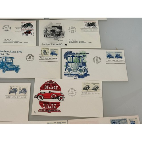 173 - Automobilia, Stamps, a collection of first day covers American motoring subjects. Ford, Stutz and Mo... 