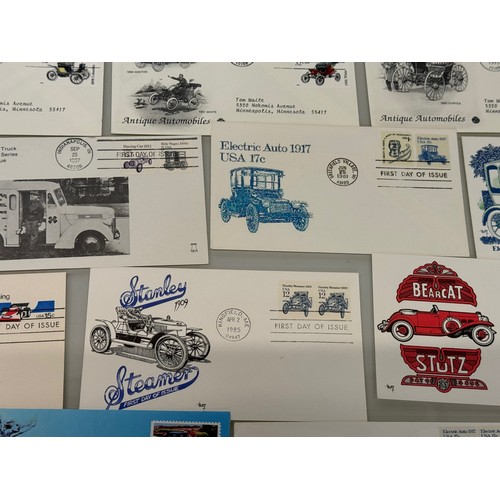 173 - Automobilia, Stamps, a collection of first day covers American motoring subjects. Ford, Stutz and Mo... 