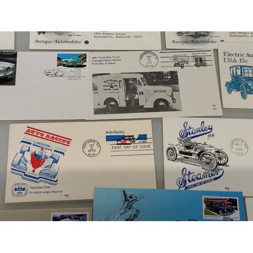 173 - Automobilia, Stamps, a collection of first day covers American motoring subjects. Ford, Stutz and Mo... 