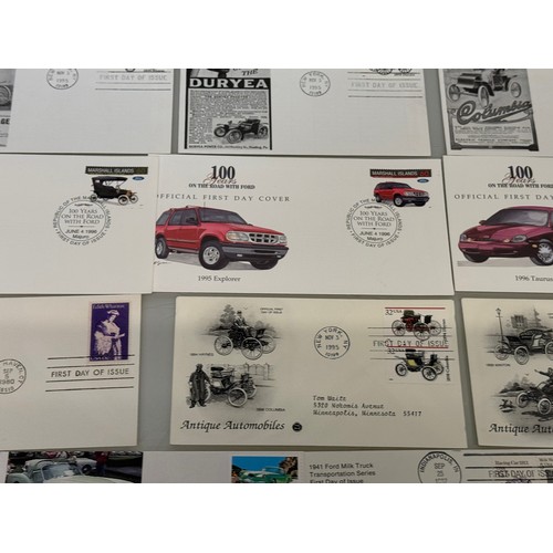 173 - Automobilia, Stamps, a collection of first day covers American motoring subjects. Ford, Stutz and Mo... 