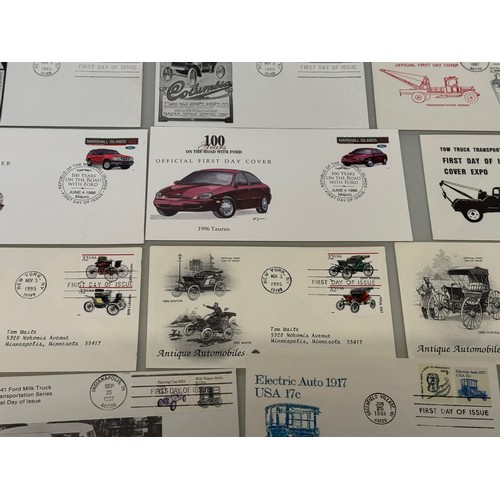 173 - Automobilia, Stamps, a collection of first day covers American motoring subjects. Ford, Stutz and Mo... 