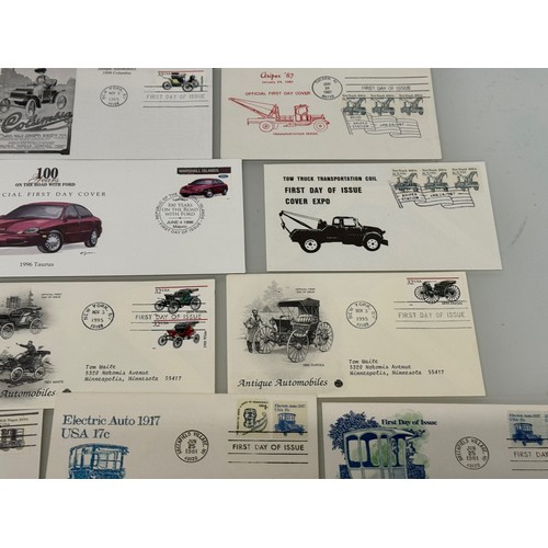 173 - Automobilia, Stamps, a collection of first day covers American motoring subjects. Ford, Stutz and Mo... 