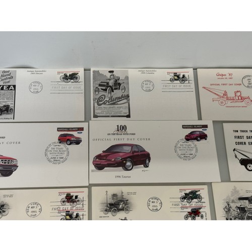 173 - Automobilia, Stamps, a collection of first day covers American motoring subjects. Ford, Stutz and Mo... 