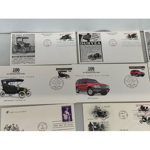 173 - Automobilia, Stamps, a collection of first day covers American motoring subjects. Ford, Stutz and Mo... 