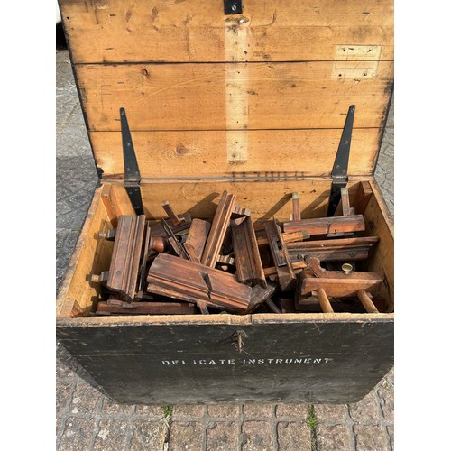 264 - Militaria, Tools, Woodworking, Carpentry, a large storage chest full of carpenters planes. Chest is ... 