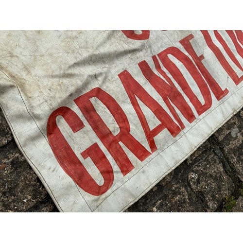 181 - Automobilia, Signs motoring safety, a french language warning sign hand painted on canvas a warning ... 