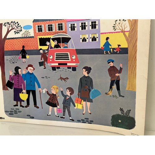 418 - Ephemera, a 1968 dated educational poster, an illustration of a street scene, 74 cm x 54 cm.

This l... 