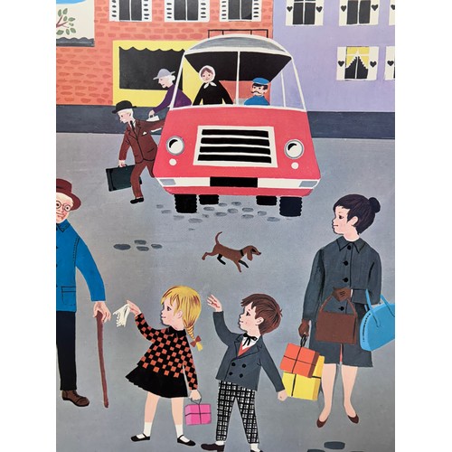 418 - Ephemera, a 1968 dated educational poster, an illustration of a street scene, 74 cm x 54 cm.

This l... 