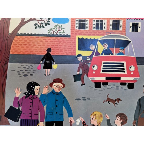 418 - Ephemera, a 1968 dated educational poster, an illustration of a street scene, 74 cm x 54 cm.

This l... 