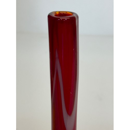 441 - Mid Century art glass spill vase, red colour way, 21 cm tall.

This lot is available for in-house sh... 