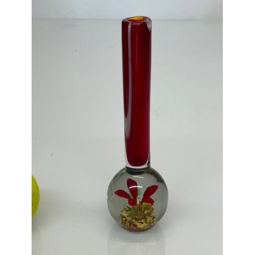 441 - Mid Century art glass spill vase, red colour way, 21 cm tall.

This lot is available for in-house sh... 