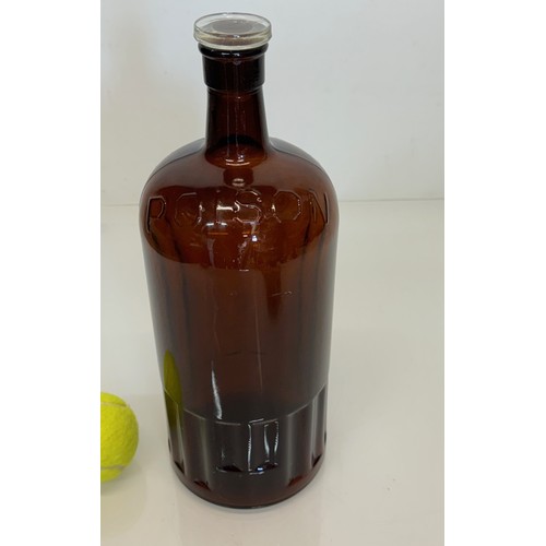 444 - an Amber glass poison bottle, 33 cm tall.

This lot is available for in-house shipping