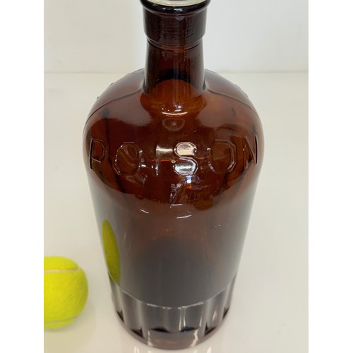 444 - an Amber glass poison bottle, 33 cm tall.

This lot is available for in-house shipping