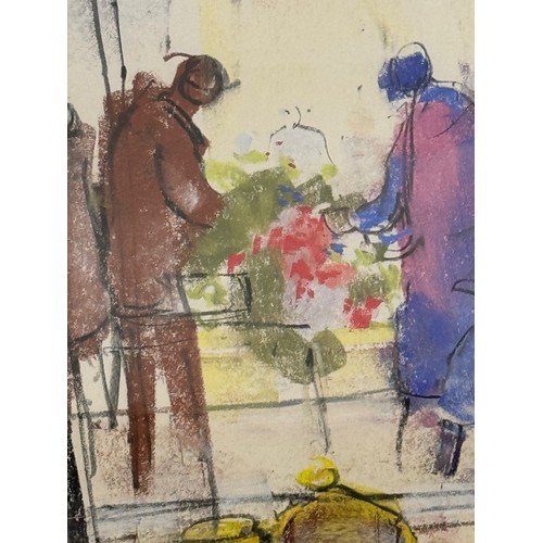 12 - C20th art, framed pastel drawing of a market scene, 63 cm x 51 cm.

This lot is available for in-hou... 