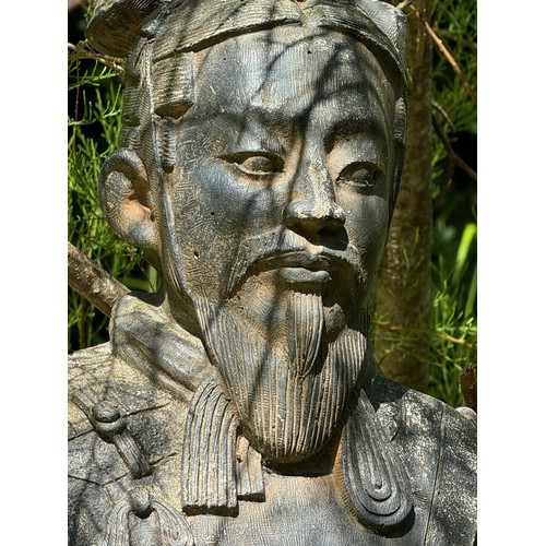 450 - Architectural garden statue, a Chinese terracotta army statue of a General 140 cm tall x 40 cm.

Thi... 