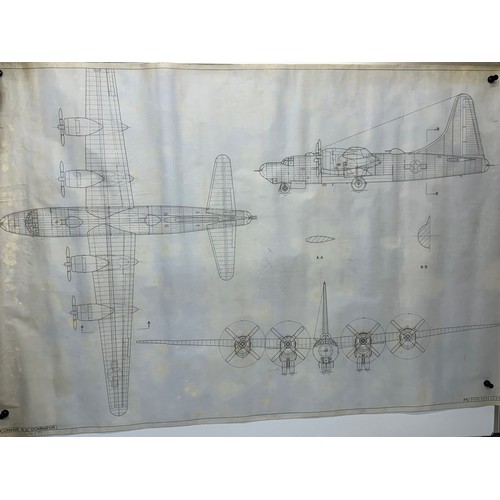 266 - Military aircraft 2 plans for US Convair B.32 Dominator. 120cm x 80cm. Part of a large collection of... 