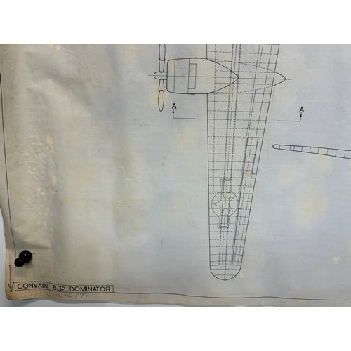 266 - Military aircraft 2 plans for US Convair B.32 Dominator. 120cm x 80cm. Part of a large collection of... 