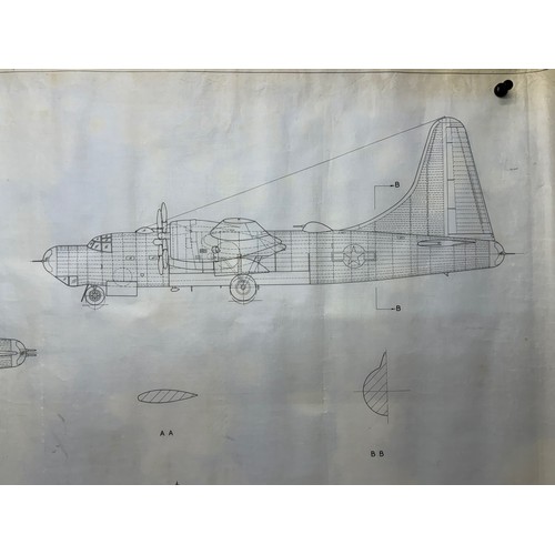 266 - Military aircraft 2 plans for US Convair B.32 Dominator. 120cm x 80cm. Part of a large collection of... 