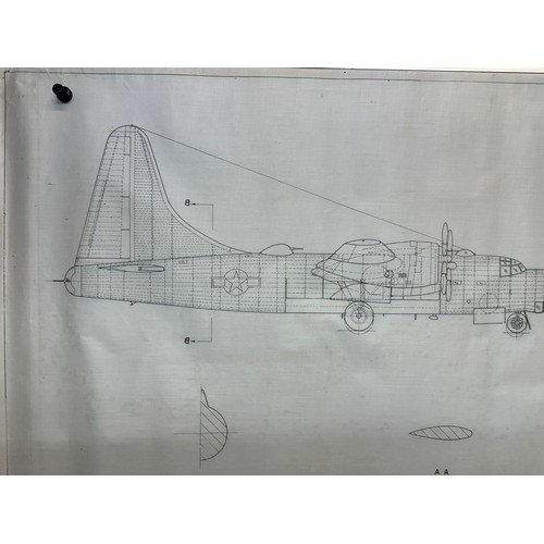 266 - Military aircraft 2 plans for US Convair B.32 Dominator. 120cm x 80cm. Part of a large collection of... 