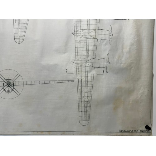 266 - Military aircraft 2 plans for US Convair B.32 Dominator. 120cm x 80cm. Part of a large collection of... 