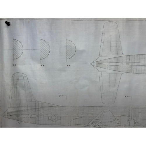 267 - Military aircraft plans for US Douglas C.74 Globenmaster. 120cm x 80cm. Part of a large collection o... 