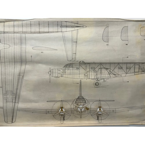 271 - Military aircraft plans for German Junkers JU252. 90cm x 40cm. Part of a large collection of printed... 