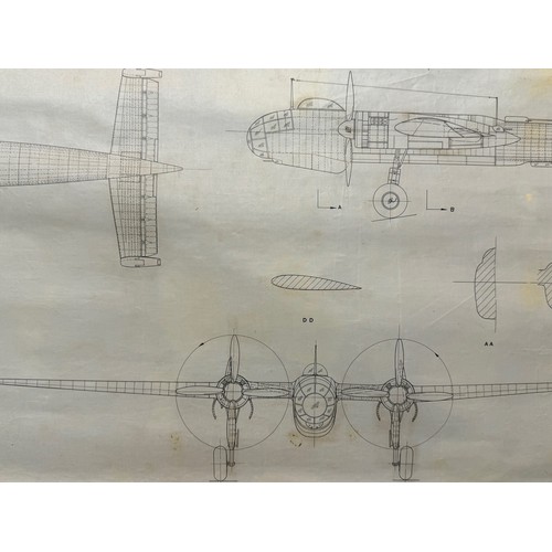 272 - Military aircraft plans for German Focke Wulf FW 191A. 90cm x 40cm. Part of a large collection of pr... 