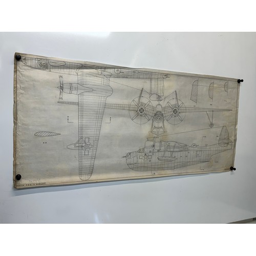 273 - Military aircraft plans for US Martin PBM-5 Mariner. 90cm x 40cm. Part of a large collection of prin... 