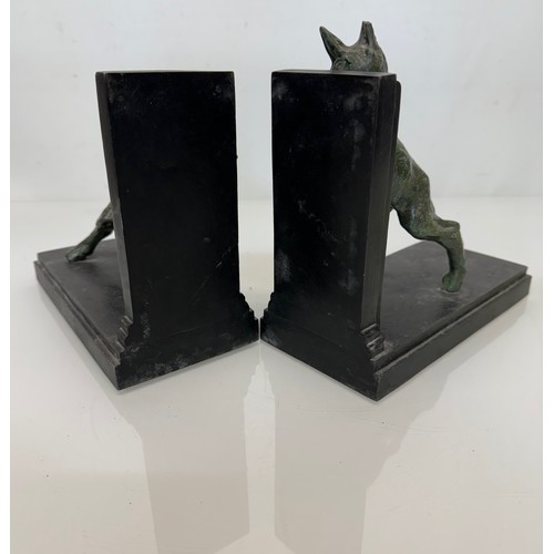 7 - French art deco book ends with cast bronze goats signed Carlier and with Parisian foundry stamps to ... 