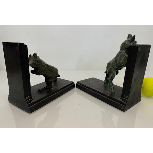 7 - French art deco book ends with cast bronze goats signed Carlier and with Parisian foundry stamps to ... 