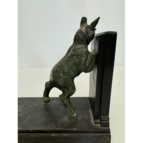 7 - French art deco book ends with cast bronze goats signed Carlier and with Parisian foundry stamps to ... 