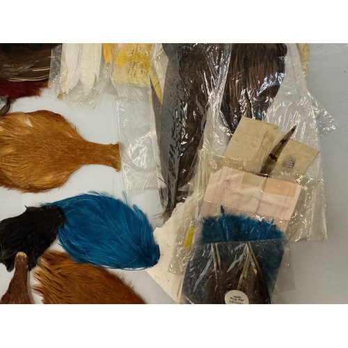 53 - Fly Fishing, angling equipment, taxidermy sections, a collection of fly tying substrates, fur feathe... 