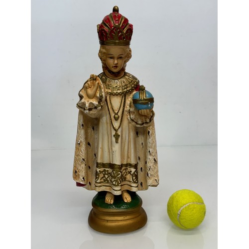 71 - A decorated plaster relique, a religious figure, 37 cm tall.

This lot is available for in-house shi... 