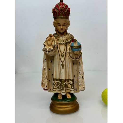 71 - A decorated plaster relique, a religious figure, 37 cm tall.

This lot is available for in-house shi... 