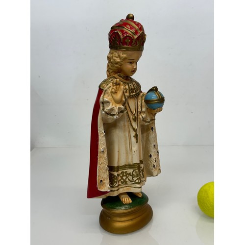 71 - A decorated plaster relique, a religious figure, 37 cm tall.

This lot is available for in-house shi... 