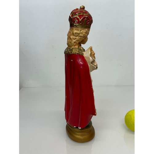 71 - A decorated plaster relique, a religious figure, 37 cm tall.

This lot is available for in-house shi... 