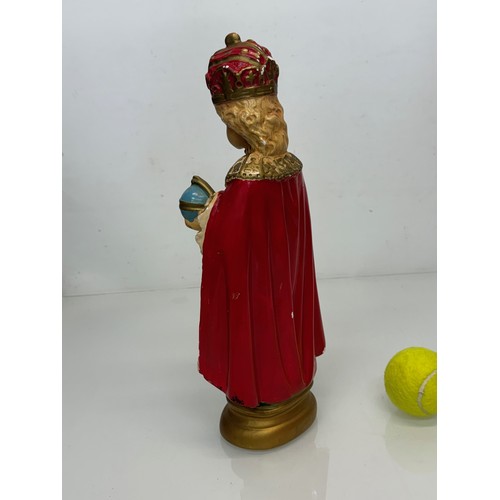 71 - A decorated plaster relique, a religious figure, 37 cm tall.

This lot is available for in-house shi... 