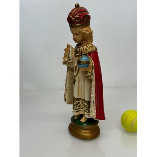 71 - A decorated plaster relique, a religious figure, 37 cm tall.

This lot is available for in-house shi... 