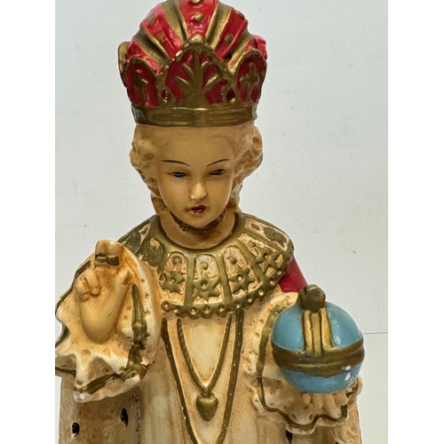 71 - A decorated plaster relique, a religious figure, 37 cm tall.

This lot is available for in-house shi... 