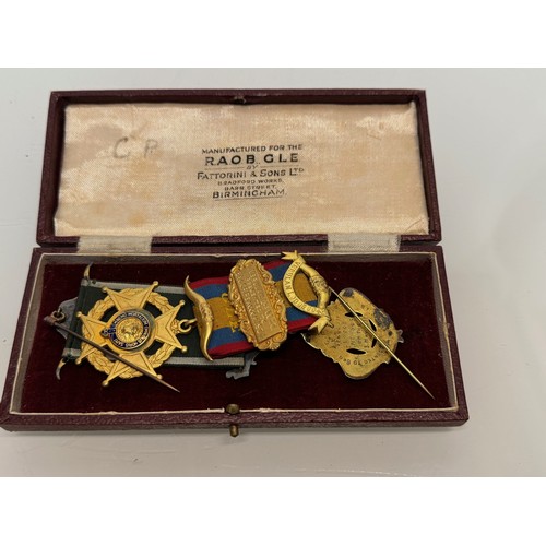 90 - Medals, two grand order of the Buffalos medals in a Fattorini and Sons box.

This lot is available f... 