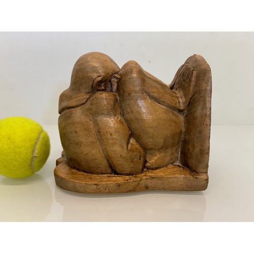 141 - Hand carved constricted figural book end, 16 cm high.

This lot is available for in-house shipping