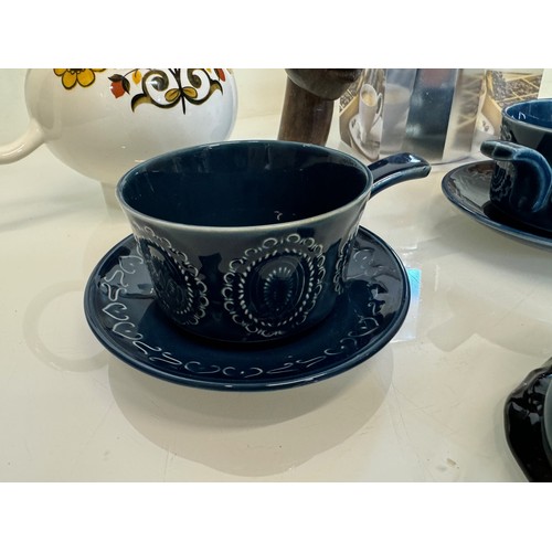 153 - Mixed lot mid century pottery and table wares and a new coffee maker.

This lot is available for in-... 