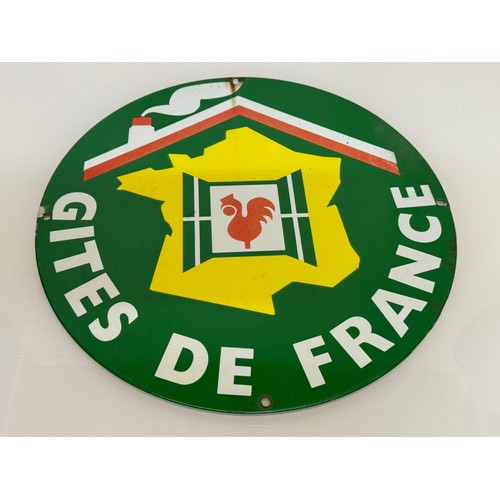 155 - Enamelled sign Gites De France. 35 cm diameter.

This lot is available for in-house shipping