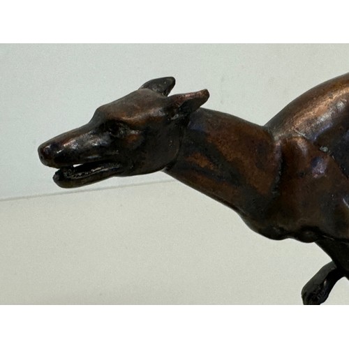 162 - Automobilia, a greyhound mascot marked for Colman on stand, 17 cm high.

This lot is available for i... 