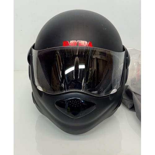 165 - A Davida motorcycle crash helmet size L with flip up chin guard and spare visor.

This lot is availa... 